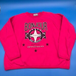 Vintage 90s‎ Bonjour International Sweatshirt Crewneck Graphic One Size Y2K OS